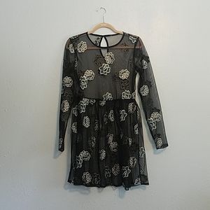 Sheer Floral Embroidered Dress